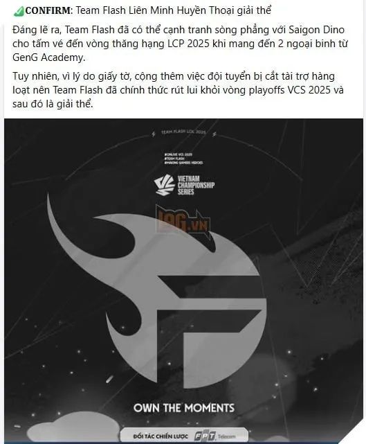 LMHT: Team Flash Chính Thức Khép Lại Trang Sử Vàng Của Làng Esports Việt Nam