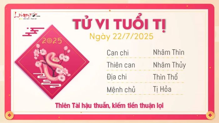 6 Tử vi ngày 22-7-2025 - Tị