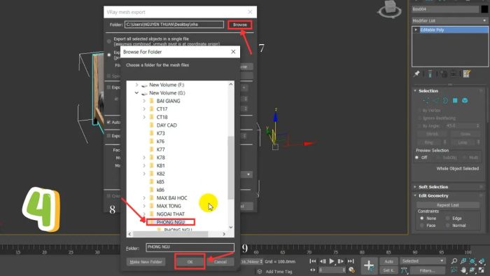 Hình ảnh minh họa quá trình tạo VRay Proxy - Bước 4