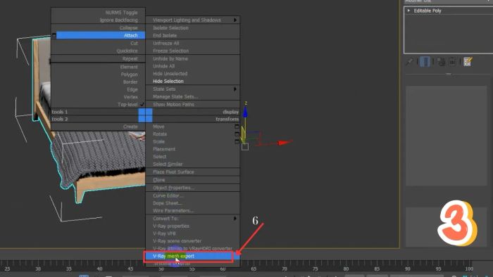 Hình ảnh minh họa quá trình tạo VRay Proxy - Bước 3