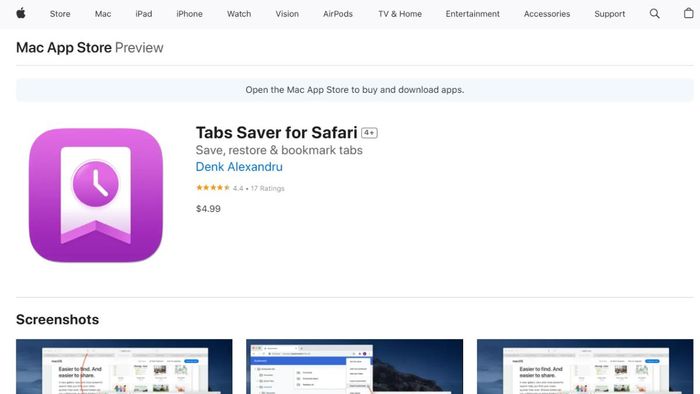 Tabs Saver for Safari - Quản lý tab thông minh