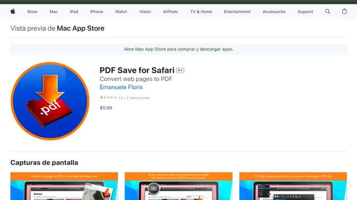 PDF Save for Safari - Tiện ích lưu web thành PDF