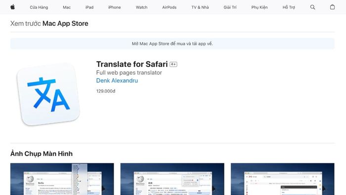 Translate for Safari - Công cụ chuyển ngữ đa năng