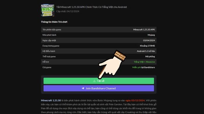 Hướng dẫn cài Minecraft 1 21 50 APK trên Android - Phần 1