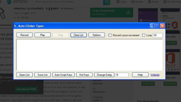 Phần mềm auto click không chiếm chuột hàng đầu - Auto Click Typer