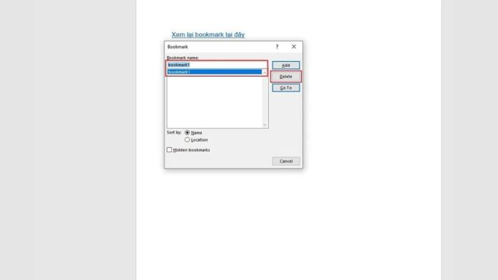 Hướng dẫn xóa Bookmark trong Word - Bước cuối cùng