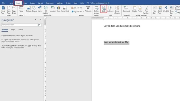 Hướng dẫn thực hiện Bookmark trong Word và ứng dụng bước đầu tiên
