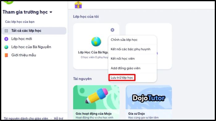 Minh họa bằng hình ảnh quy trình lưu trữ lớp học trên web - Bước ba