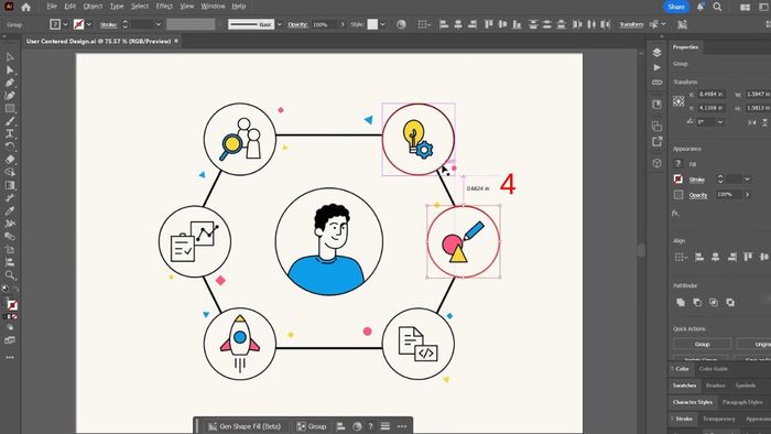 Hướng dẫn chi tiết cách đo kích thước và khoảng cách trong Illustrator - Bước 3