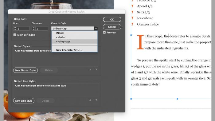 Drop cap InDesign là công cụ làm nổi bật chữ cái đầu tiên trong đoạn văn bản