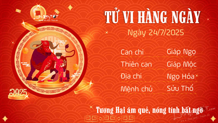 Tử vi hàng ngày 24/7/2025 - Sửu