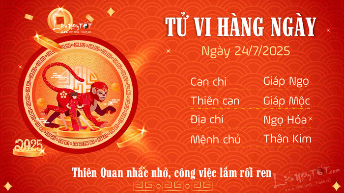 Tử vi hàng ngày 24/7/2025 - Thân