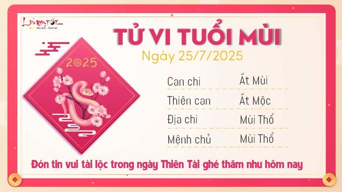 Tử vi 12 con giáp ngày 25/7/2025 - Chi tiết vận trình tuổi Mùi