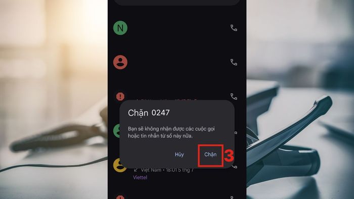 Hướng dẫn chặn cuộc gọi từ đầu số 0247 - Bước thứ ba