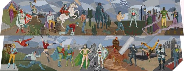 Bức tranh tường tái hiện các siêu anh hùng huyền thoại của DC Comics