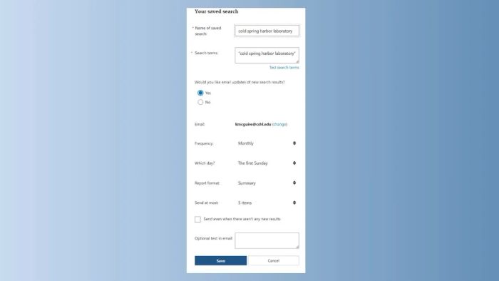 Tùy chỉnh thông báo nghiên cứu mới trên PubMed