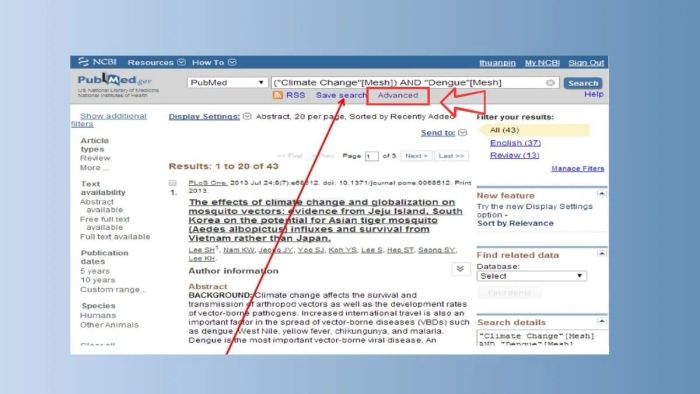 Hướng dẫn sử dụng tính năng tìm kiếm nâng cao trên PubMed