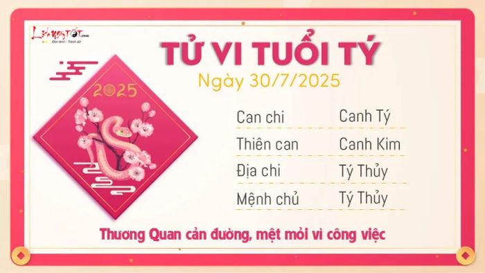 Tử vi hôm nay 30/7/2025 - Tuổi Tý