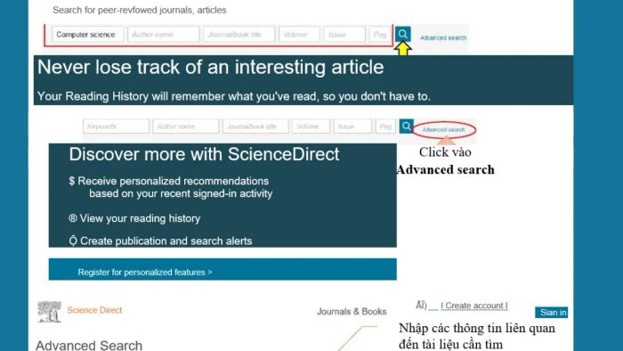 Hướng dẫn sử dụng công cụ tìm kiếm cơ bản & nâng cao trên ScienceDirect