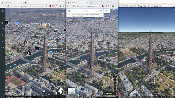 Đối chiếu tính năng giữa Google Earth 3D và Google Maps 3D