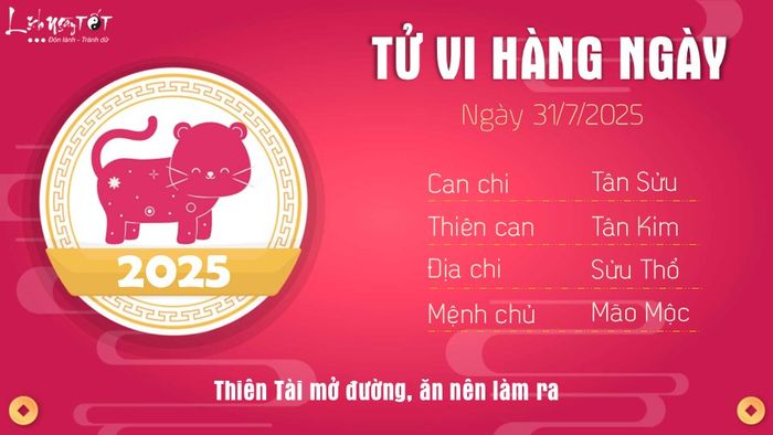 Tử vi hàng ngày 31/7/2025 - Tuổi Mão