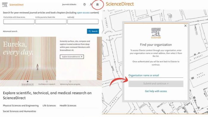 Hướng dẫn đăng nhập ScienceDirect