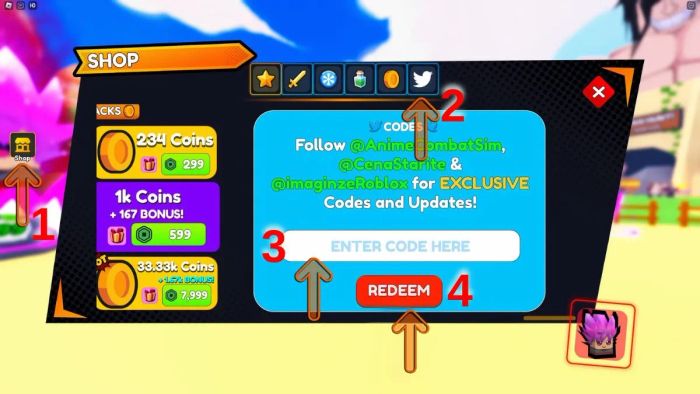 Các bước chi tiết để nhập Code Anime Slashing Simulator