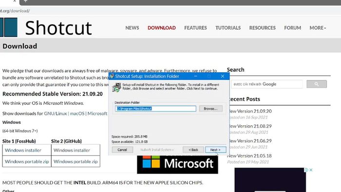 Quá trình cài đặt Shotcut