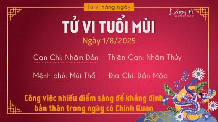 Tử vi hàng ngày 1/8/2025 của 12 con giáp - Tuổi Mùi