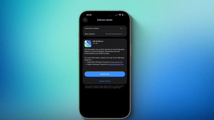 iOS 26 beta 5 chính thức lên sóng