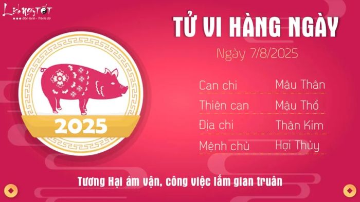 Tử vi hàng ngày 7/8/2025 - Tuổi Hợi