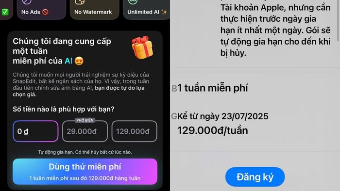 Thao tác cuối cùng khi đăng ký Snapedit trên điện thoại