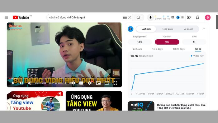 Khả năng đánh giá video của VidIQ