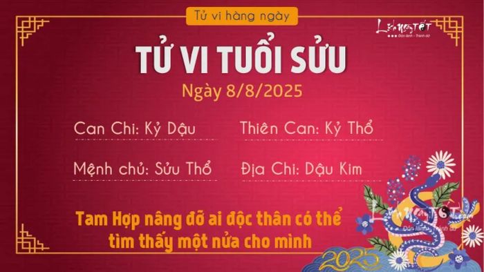 Tử vi trọn ngày 8/8/2025 dành cho tuổi Sửu