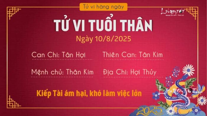 Tử vi hàng ngày 10/8 dành cho người tuổi Thân