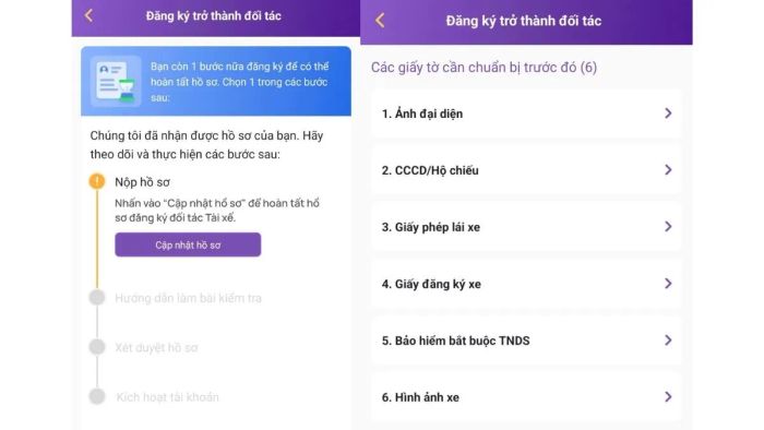 Upload đầy đủ các giấy tờ cần thiết lên hệ thống Moovtek