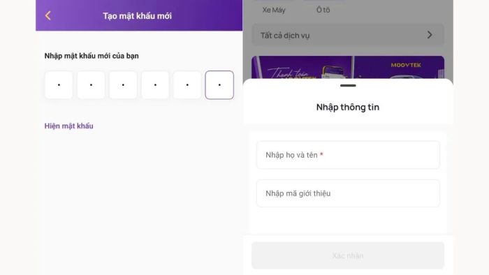 Hoàn thành việc khai báo các thông tin cá nhân cần thiết để kích hoạt và sử dụng dịch vụ Moovtek