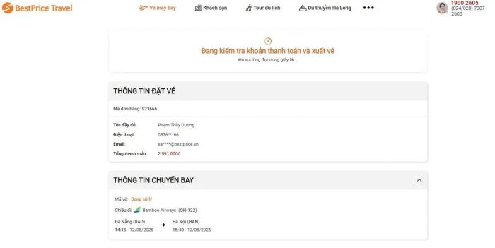 Quy trình hệ thống xử lý thanh toán và phát hành vé