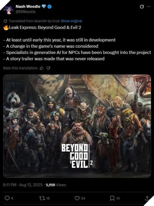 Xác nhận chính thức về sự tham gia của chuyên gia AI trong Beyond Good and Evil 2
