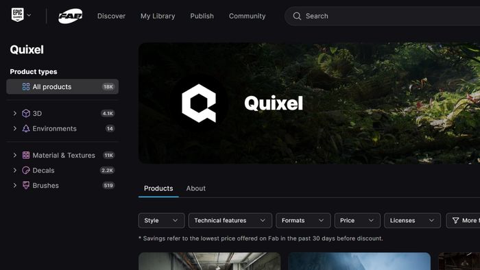 Quixel library chính là kho lưu trữ khổng lồ với hàng ngàn mô hình 3D sống động, đạt chuẩn chất lượng cao