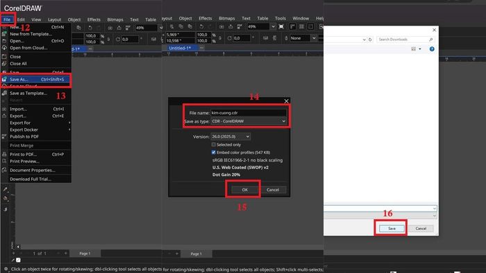 Hướng dẫn convert Bitmap sang Vector bằng Corel - Bước lưu file