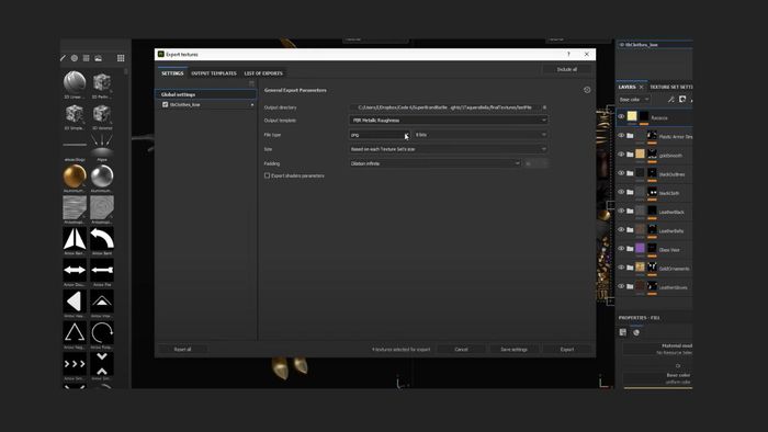 Quy trình xuất file hoàn chỉnh trong Substance Painter