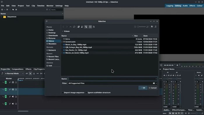 Thêm video, hình ảnh và file âm thanh vào dự án
