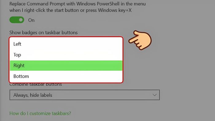 Cách thay đổi vị trí thanh Taskbar - Tiến hành bước ba