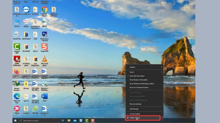 Bắt đầu tùy chỉnh hiển thị thanh Taskbar - Bước đầu tiên