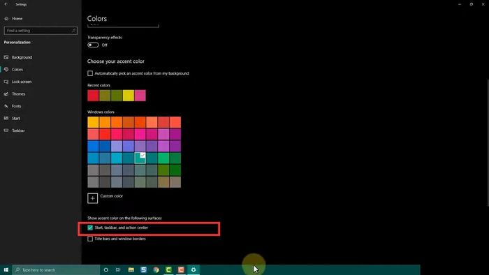 Hoàn tất quá trình đổi màu thanh Taskbar - Bước cuối cùng