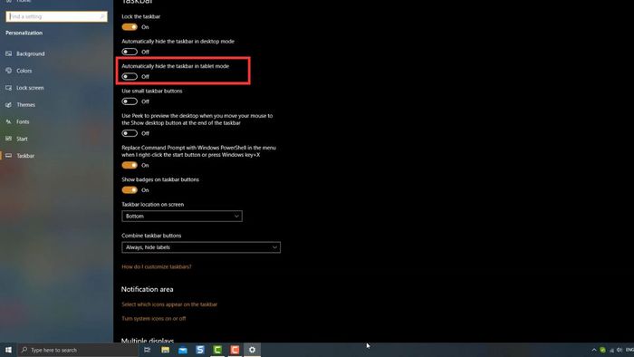 Hoàn thành thiết lập ẩn/hiện thanh Taskbar - Bước thứ hai