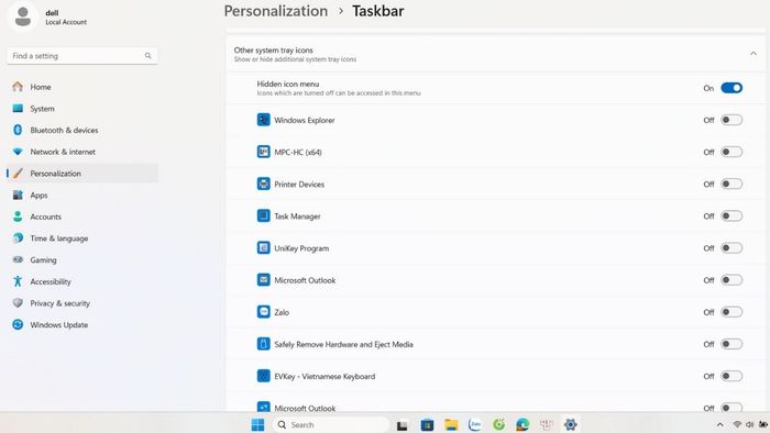 Khắc phục lỗi biểu tượng không hiển thị trên Taskbar