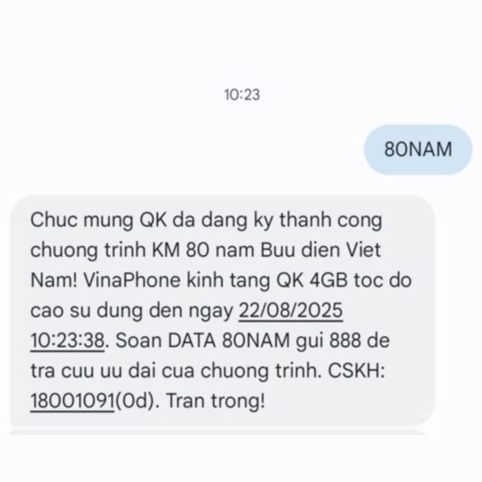 Ưu đãi nhận ngay 80GB data dành cho thuê bao Vinaphone