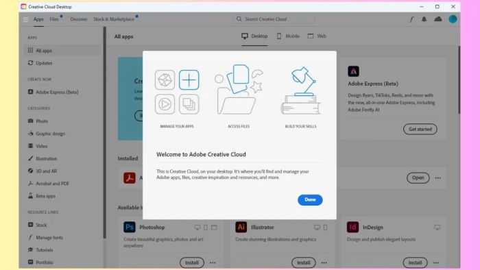 Hướng dẫn tải Adobe Creative Cloud - Bước cuối cùng